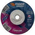 Weiler 4-1/2" x 1/4" TIGER CERAMIC Type 27 Grinding Wheel CER24R 5/8-11 Nut 58326